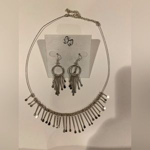 Silver color earrings and matching necklace